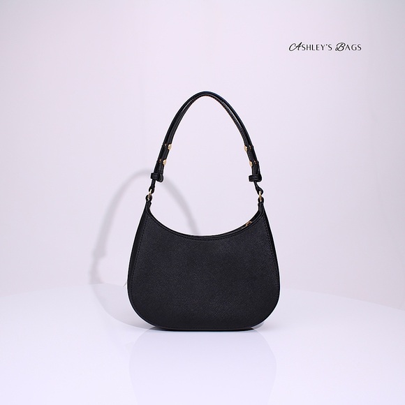 Tory Burch Emerson Saffiano Leather Shoulder Bag & Card Holder Wallet In Black - Picture 6 of 13